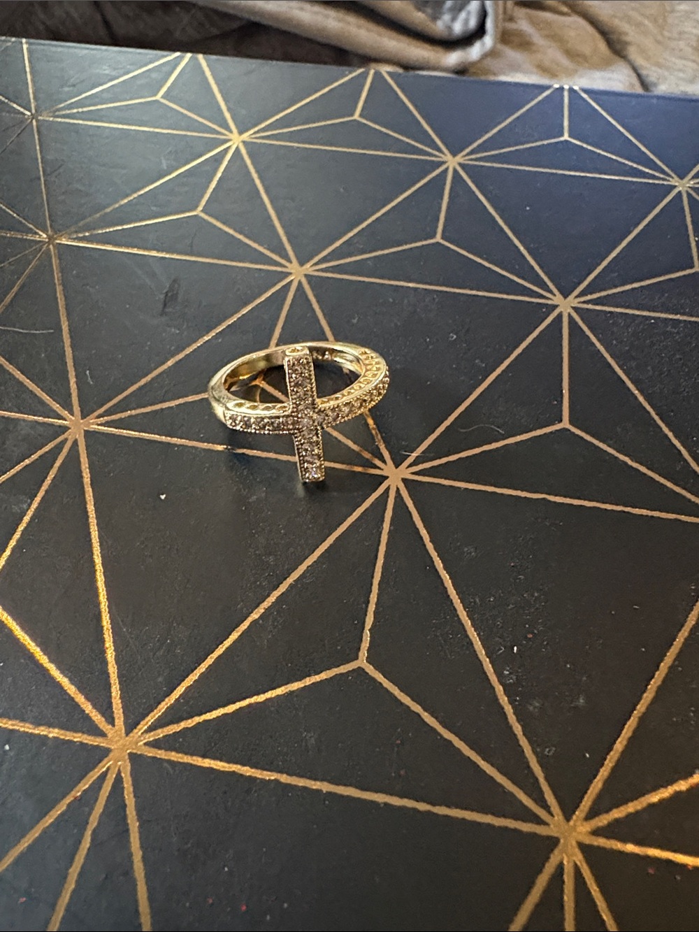 Gold Cross Pavé Ring - Women Jewelry